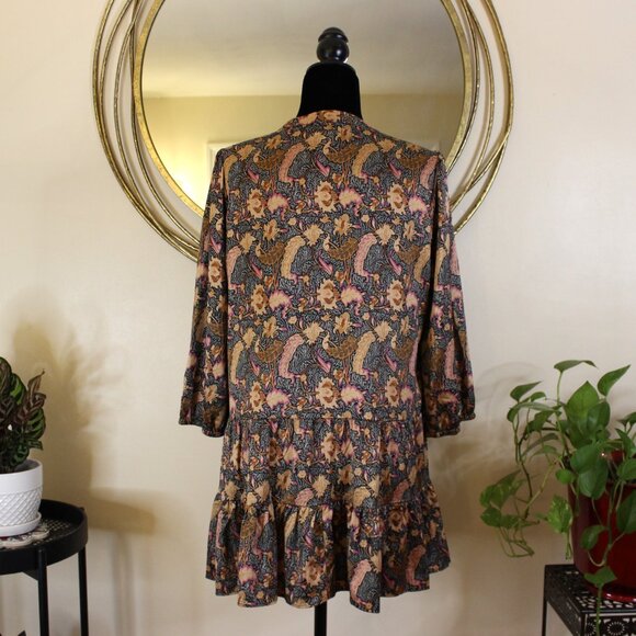 Satin Print Dress with Ruffle - Picture 3 of 4